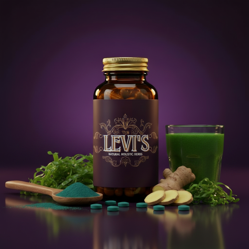 Blue-Green Spirulina Capsules — Amber Bottle