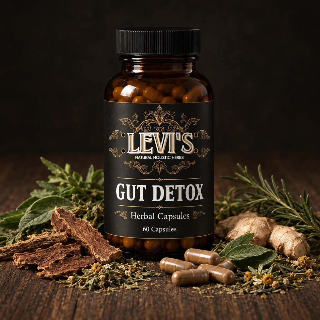 GUT DETOX 60-capsule bottle with original Levi’s branding