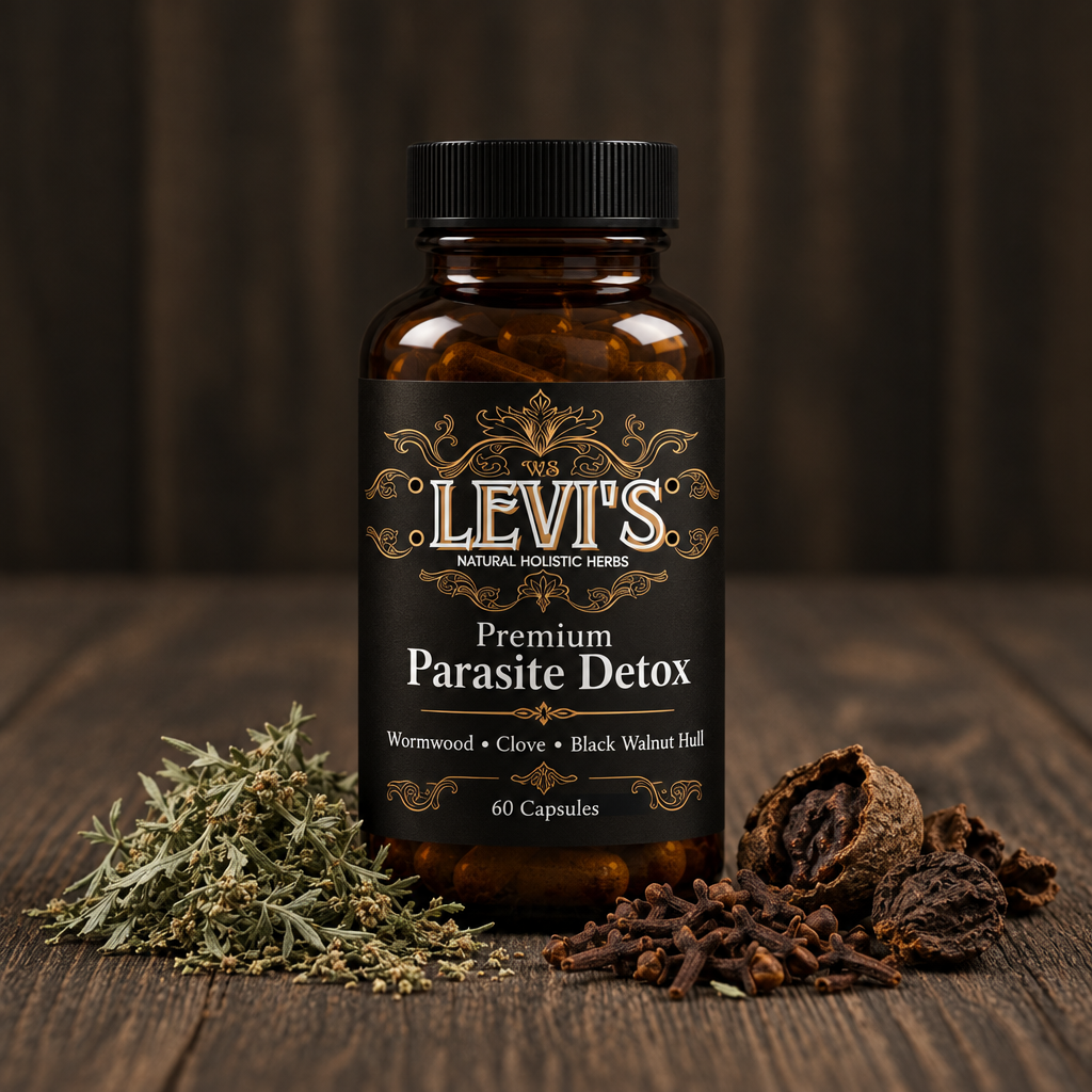 Premium Parasite Detox bottle with wormwood, clove, and black walnut hull